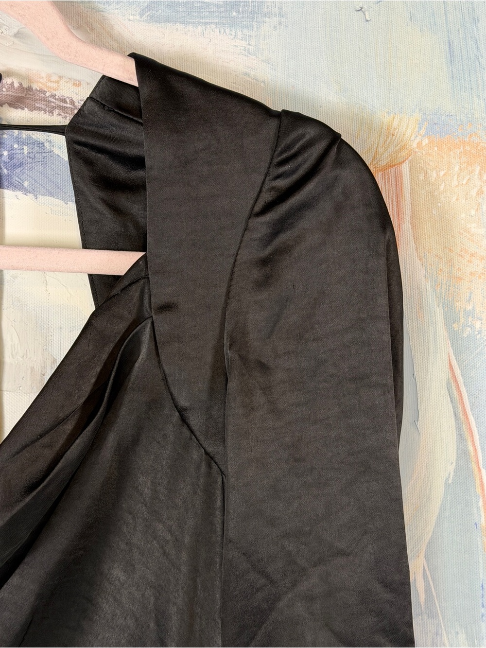 ASTR The Label Black Cowl Neck Tie Back Mini Dress Long Sleeve Open Back Satin - Picture 3 of 9